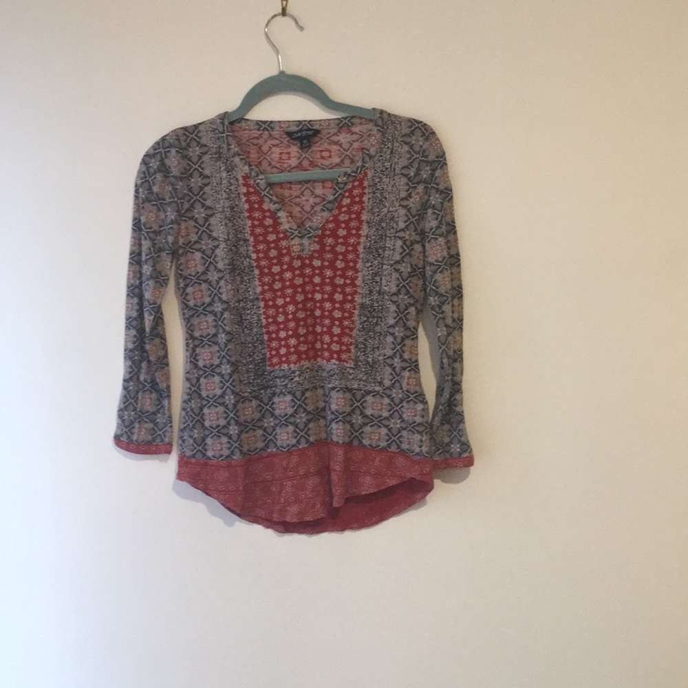 Lucky Brand Red and Blue Casual Top